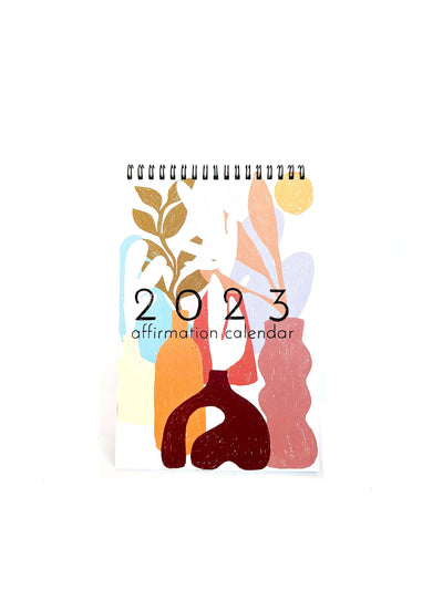 2023 Affirmation Calendar: Colorful and Simplistic Vases with Flowers Cover