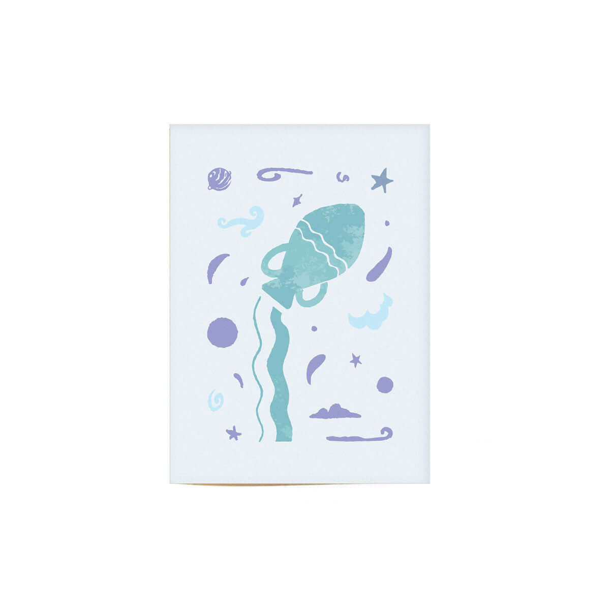 purple and blue card with aquarius vase illustration