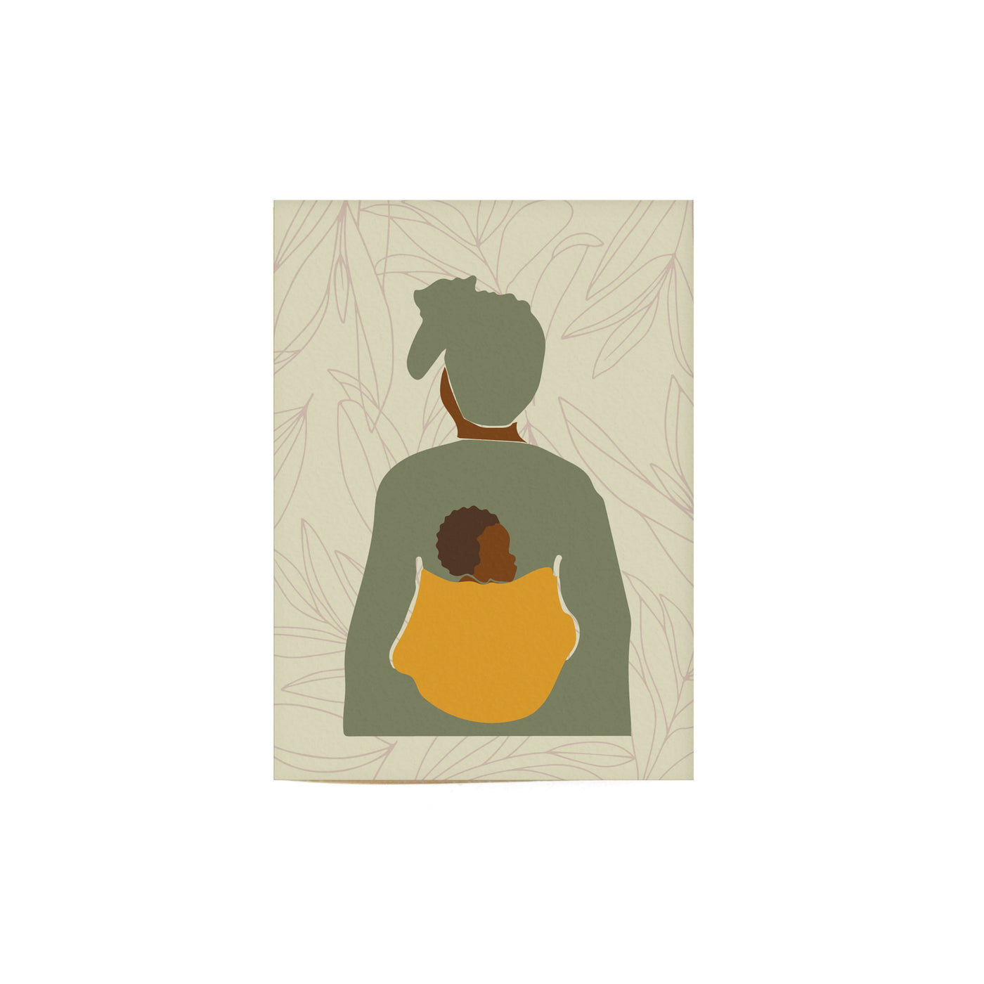 african american women wearing neutral green holding baby around body with yellow wrap carrier