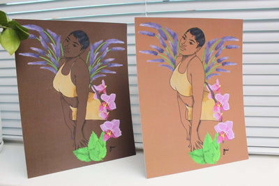 dark and light brown serenity art prints showcased next to each other