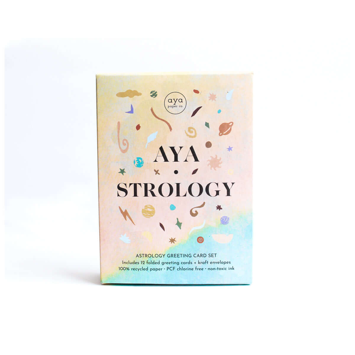colorful pastel box for astrology greeting card set